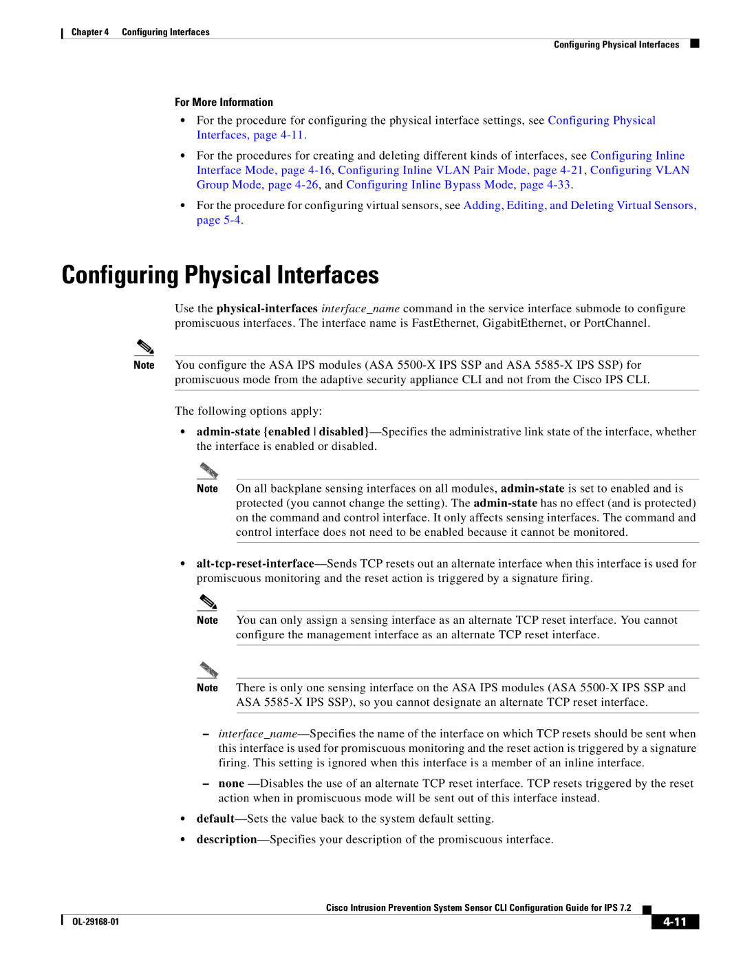 Cisco Systems IPS4510K9 manual Configuring Physical Interfaces 