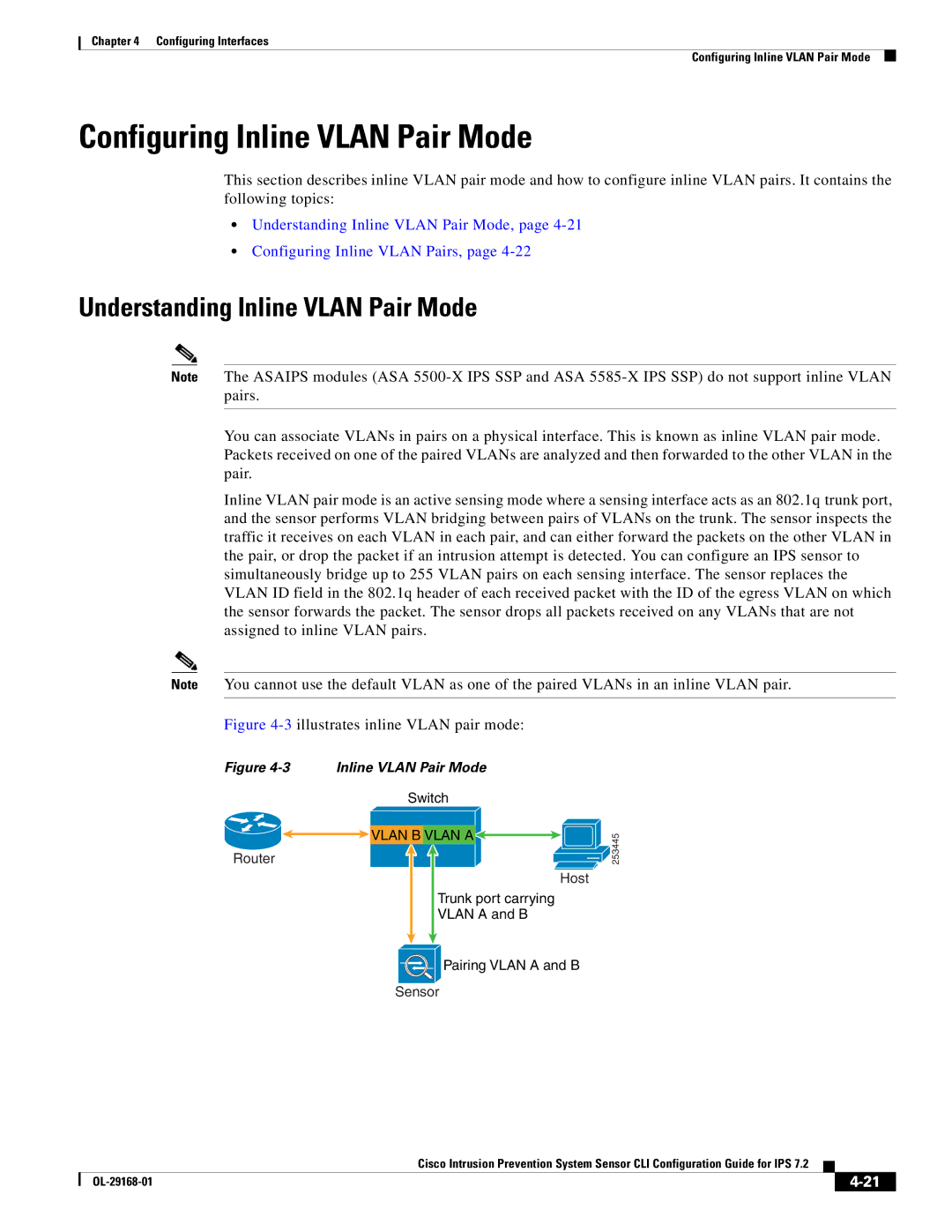 Cisco Systems IPS4510K9 manual Configuring Inline Vlan Pair Mode, Understanding Inline Vlan Pair Mode 