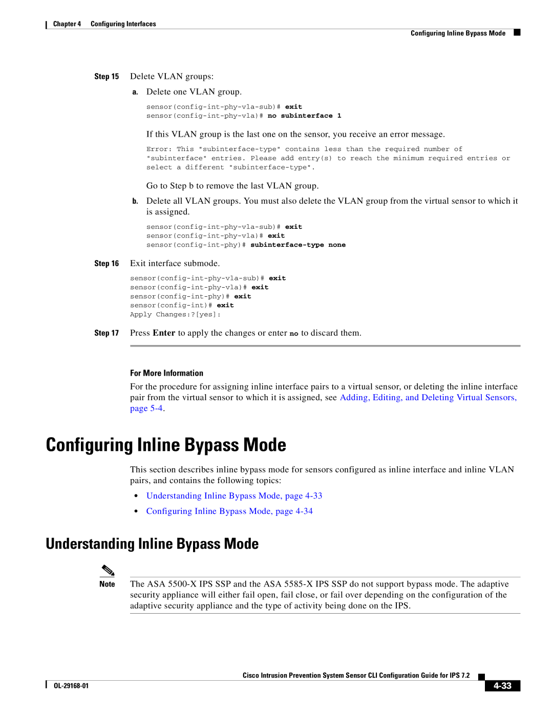 Cisco Systems IPS4510K9 manual Configuring Inline Bypass Mode, Understanding Inline Bypass Mode 