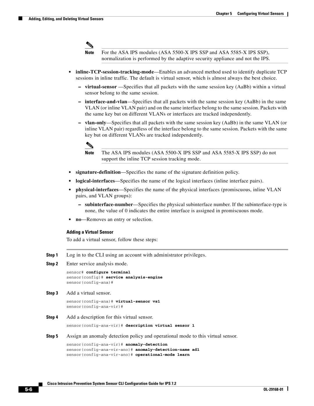 Cisco Systems IPS4510K9 manual Adding a Virtual Sensor, Add a virtual sensor, Add a description for this virtual sensor 