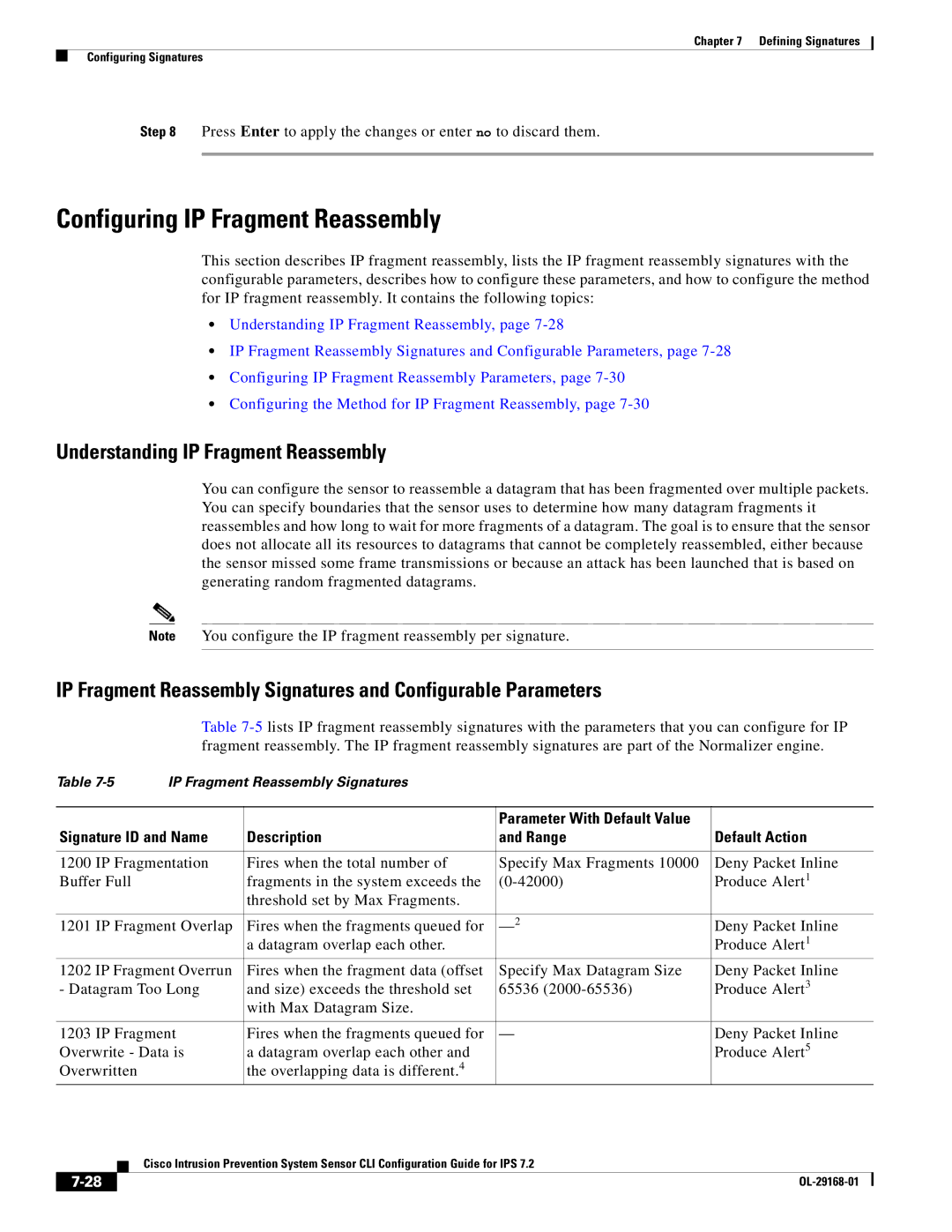 Cisco Systems IPS4510K9 manual Configuring IP Fragment Reassembly, Understanding IP Fragment Reassembly 