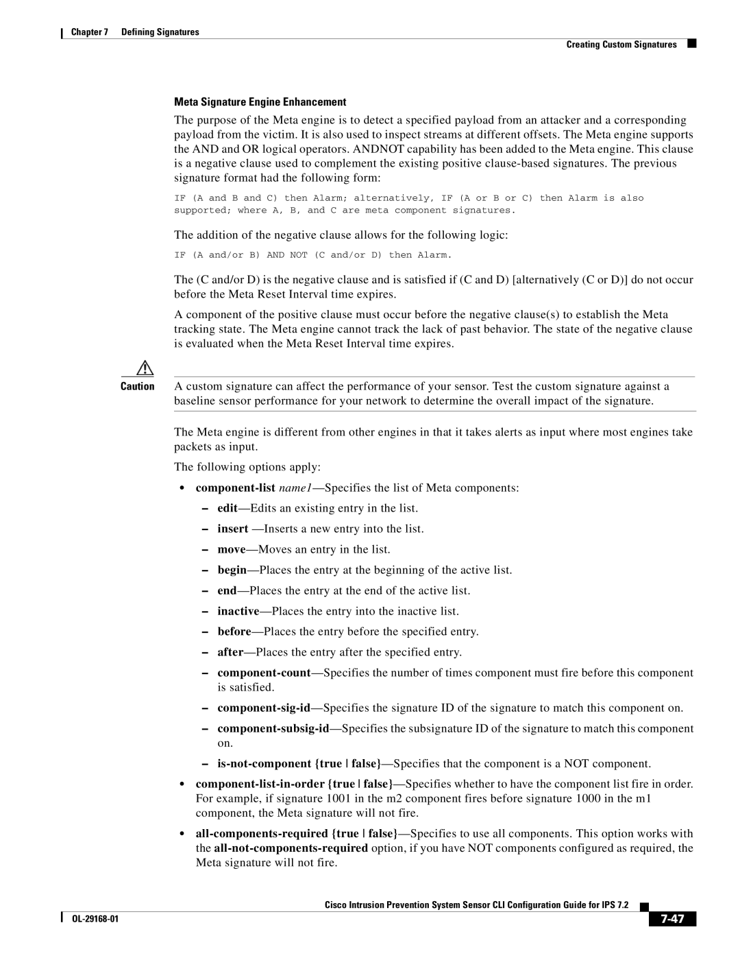 Cisco Systems IPS4510K9 manual Meta Signature Engine Enhancement 