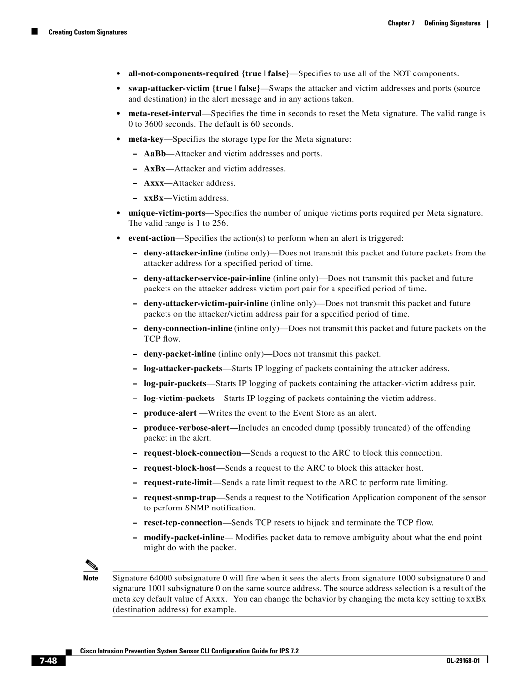 Cisco Systems IPS4510K9 manual Defining Signatures Creating Custom Signatures 