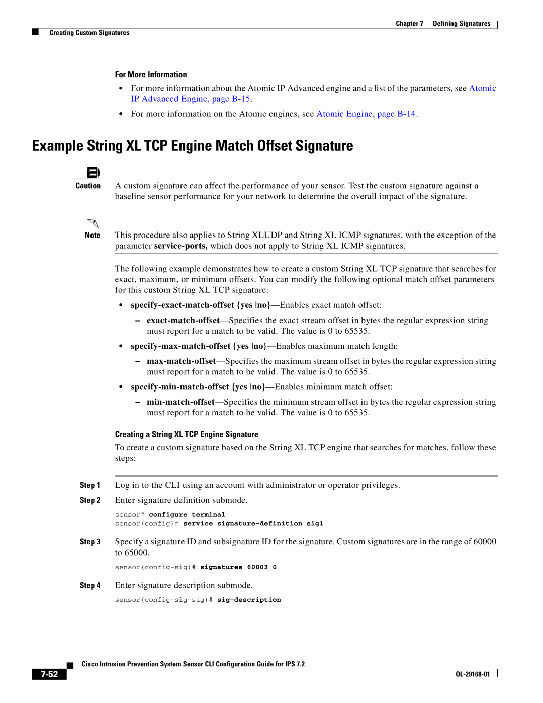 Cisco Systems IPS4510K9 Example String XL TCP Engine Match Offset Signature, Creating a String XL TCP Engine Signature 