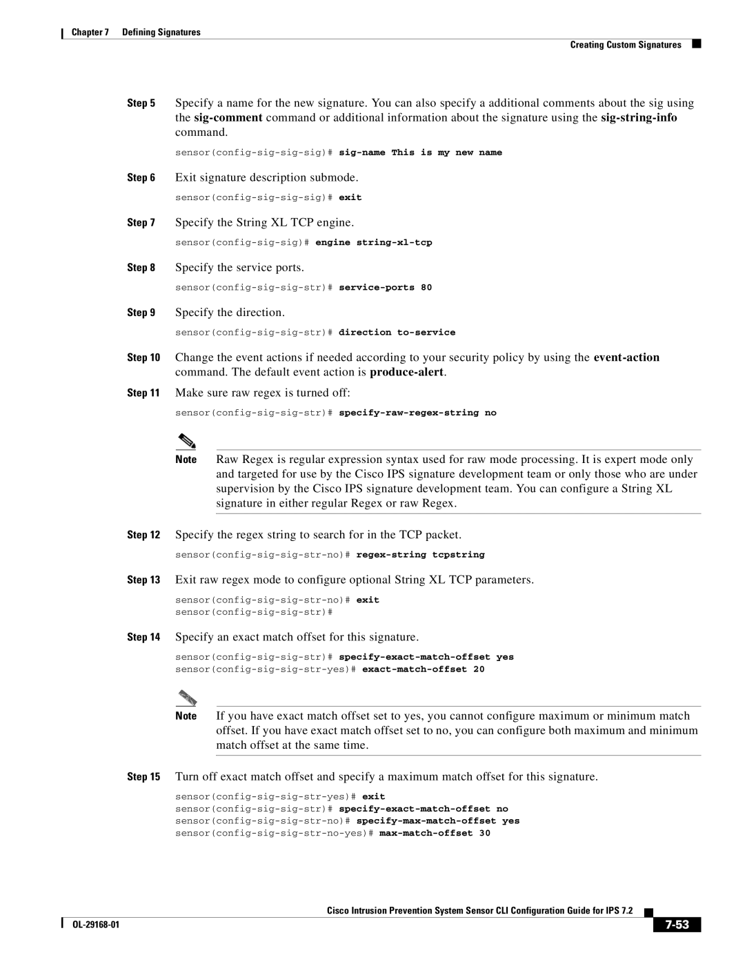 Cisco Systems IPS4510K9 manual Specify the String XL TCP engine, Specify the regex string to search for in the TCP packet 