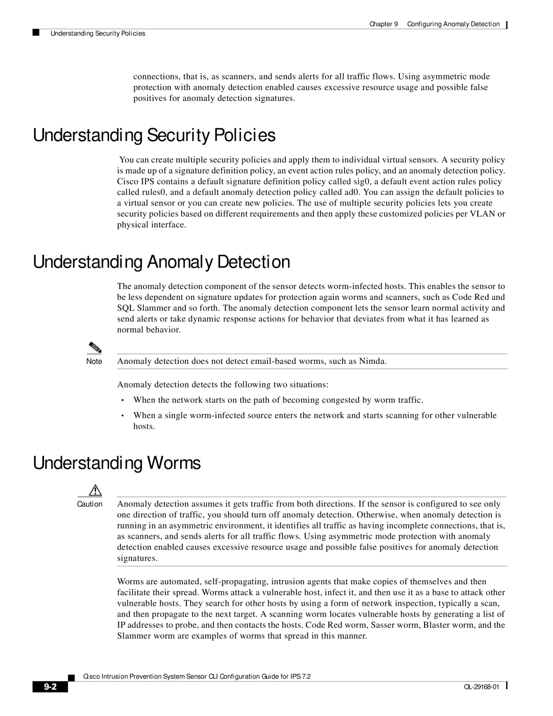 Cisco Systems IPS4510K9 manual Understanding Anomaly Detection, Understanding Worms 