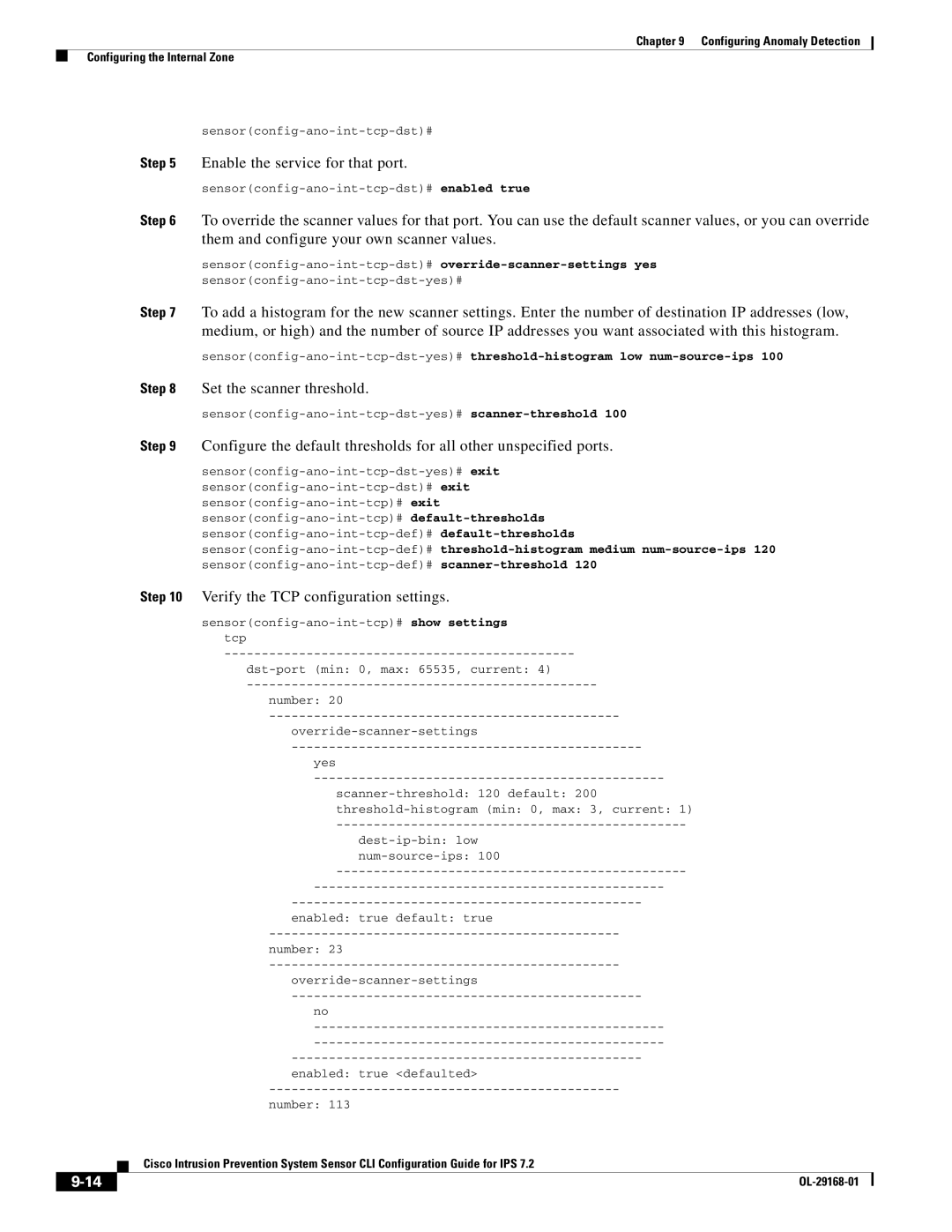 Cisco Systems IPS4510K9 manual Enable the service for that port, Them and configure your own scanner values 