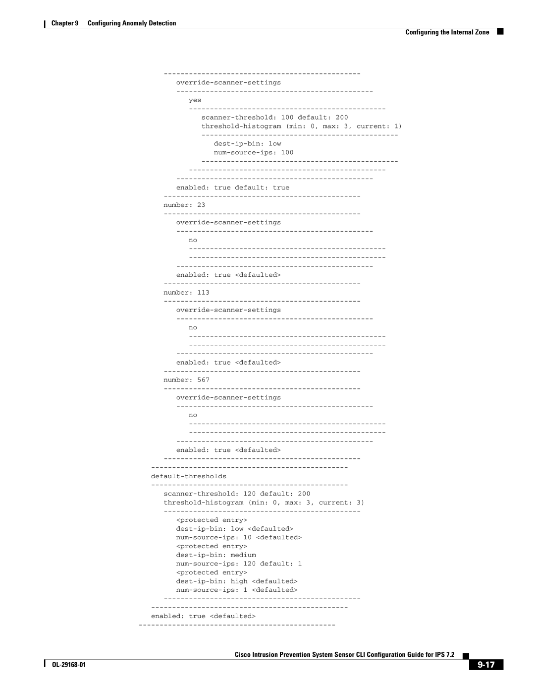 Cisco Systems IPS4510K9 manual Configuring Anomaly Detection Configuring the Internal Zone 