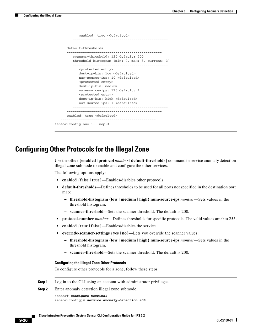 Cisco Systems IPS4510K9 Configuring Other Protocols for the Illegal Zone, Configuring the Illegal Zone Other Protocols 