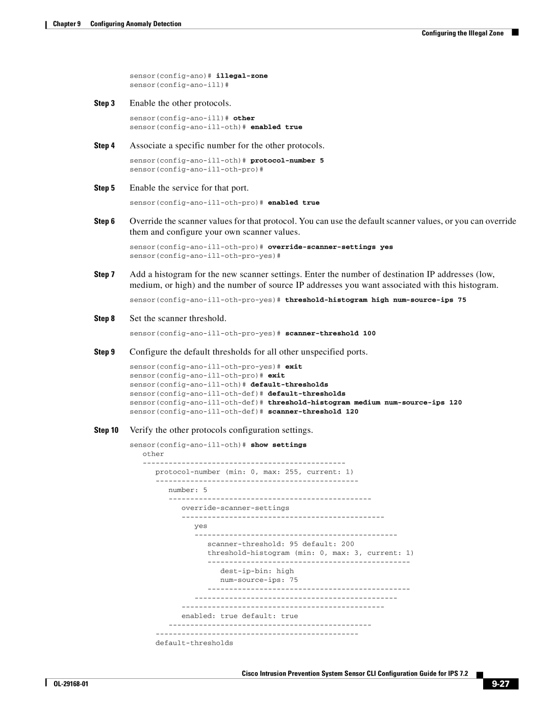 Cisco Systems IPS4510K9 manual Enable the other protocols, Verify the other protocols configuration settings 