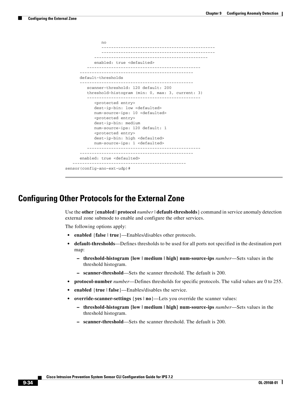 Cisco Systems IPS4510K9 manual Configuring Other Protocols for the External Zone 