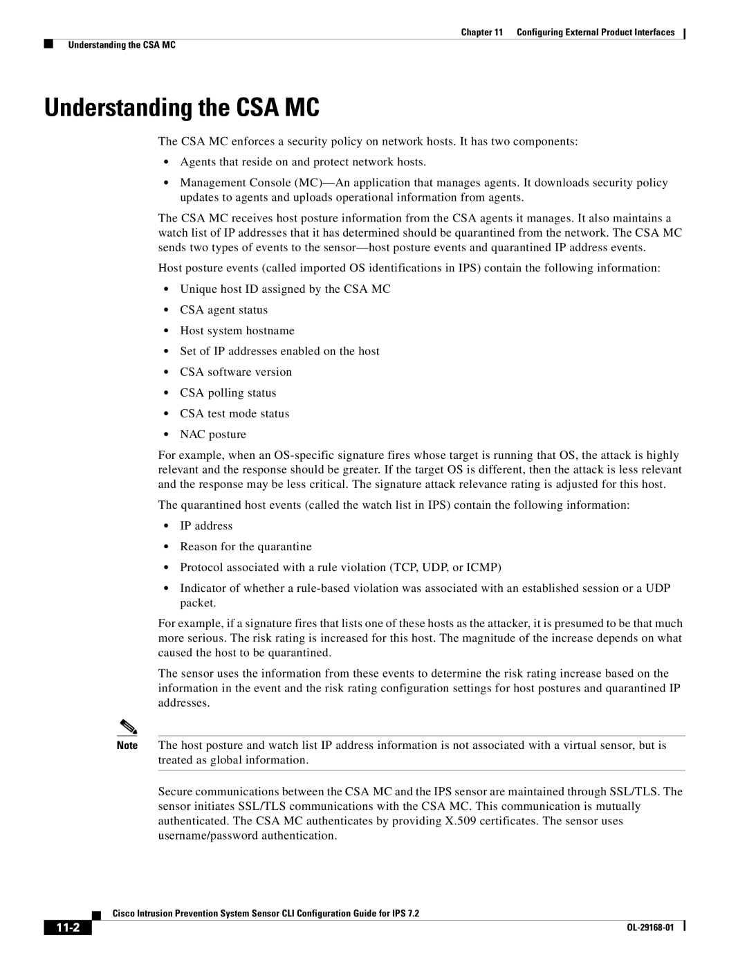 Cisco Systems IPS4510K9 manual Understanding the CSA MC, 11-2 