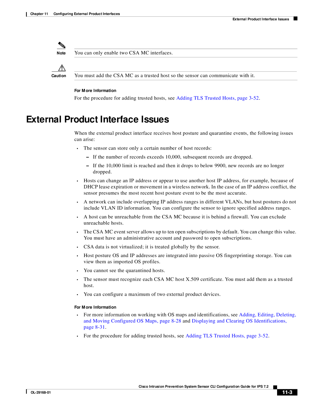 Cisco Systems IPS4510K9 manual External Product Interface Issues, 11-3 