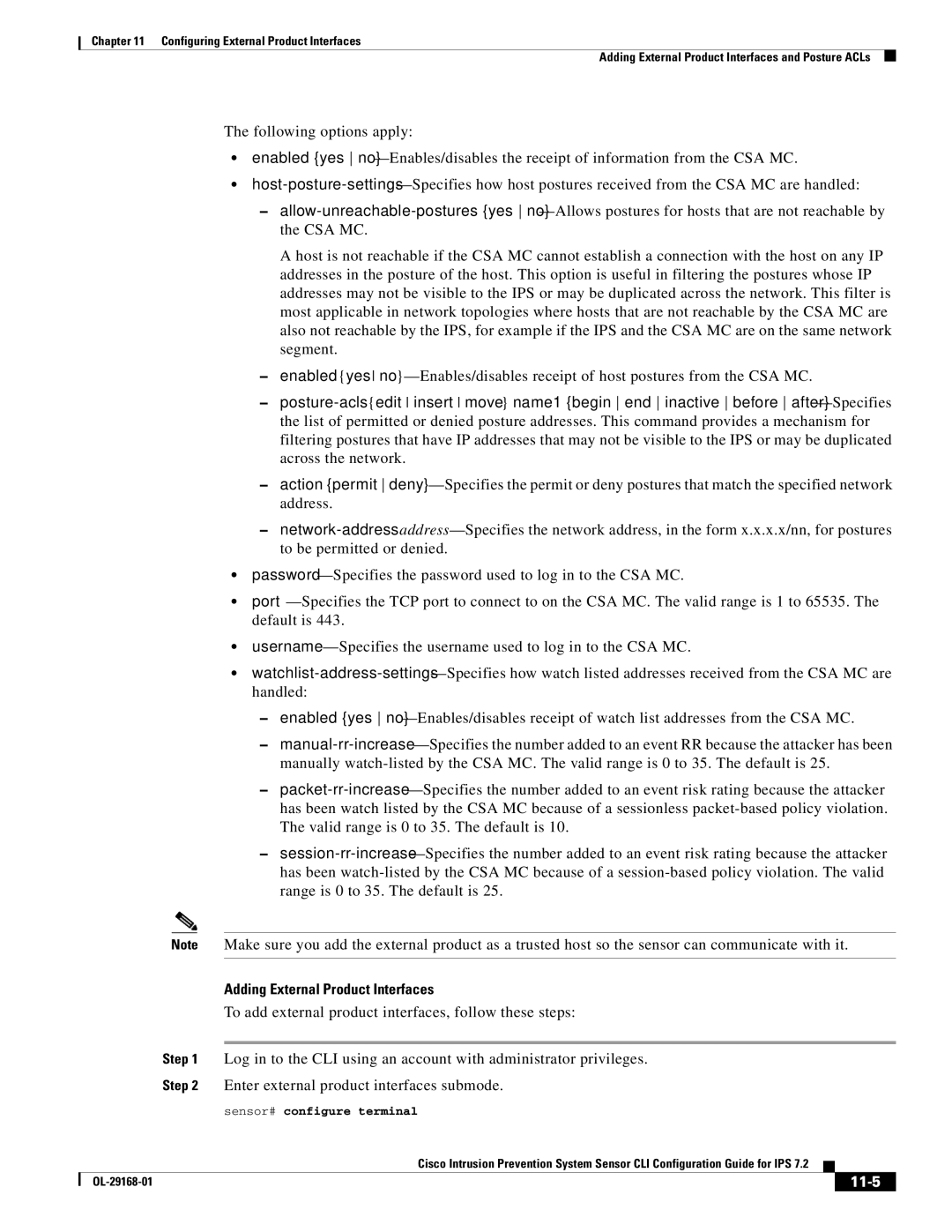 Cisco Systems IPS4510K9 manual Adding External Product Interfaces, 11-5 