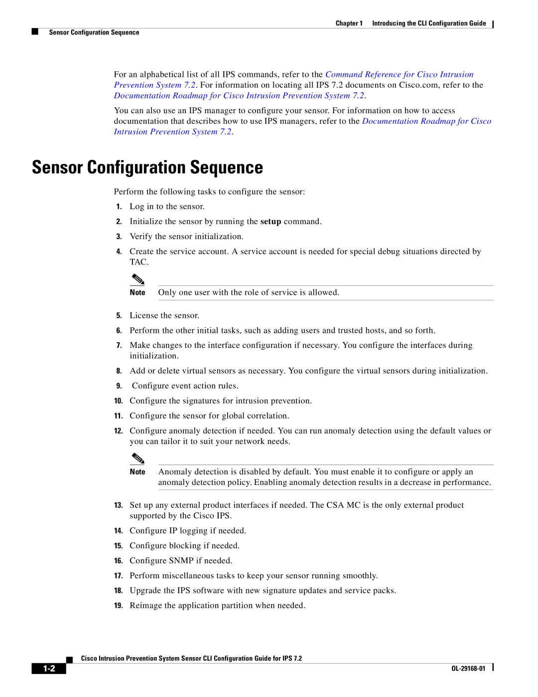 Cisco Systems IPS4510K9 manual Sensor Configuration Sequence 