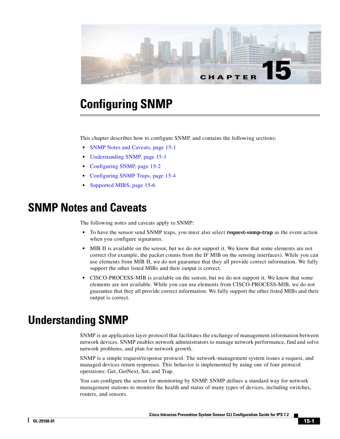 Cisco Systems IPS4510K9 manual Snmp Notes and Caveats, Understanding Snmp, 15-1 