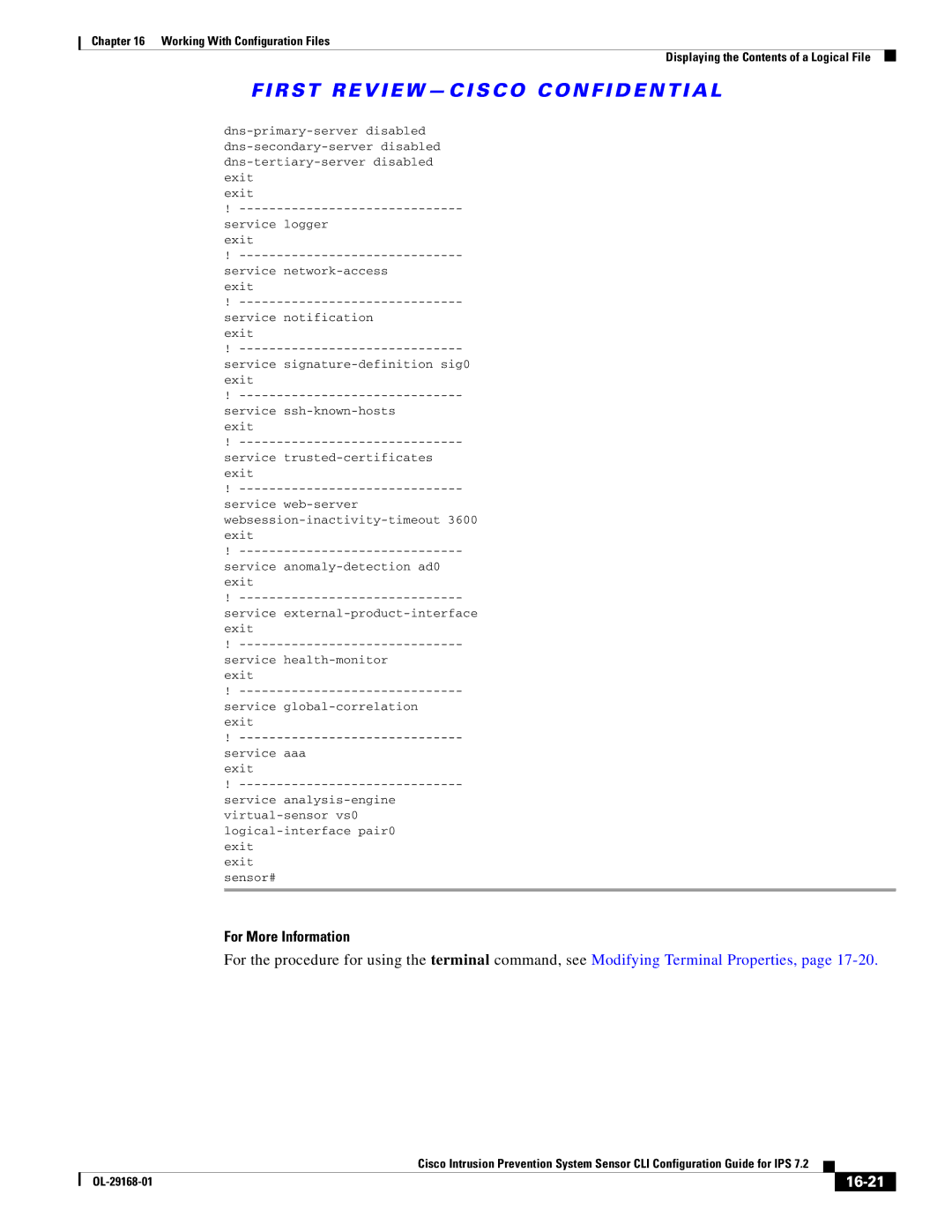 Cisco Systems IPS4510K9 manual For More Information, 16-21 