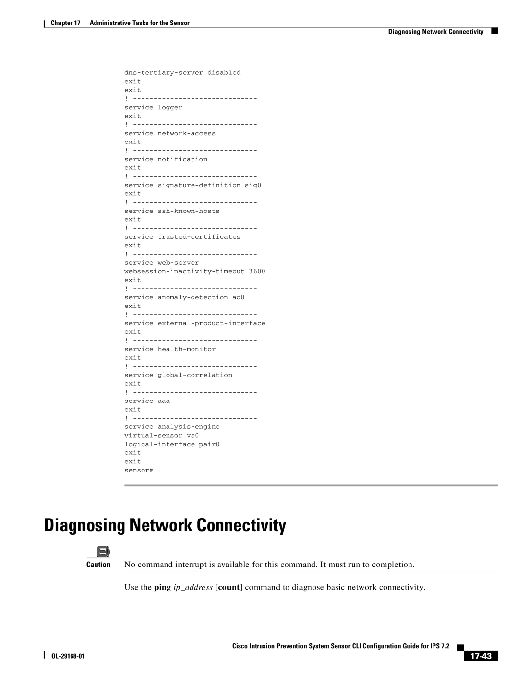 Cisco Systems IPS4510K9 manual Diagnosing Network Connectivity, 17-43 