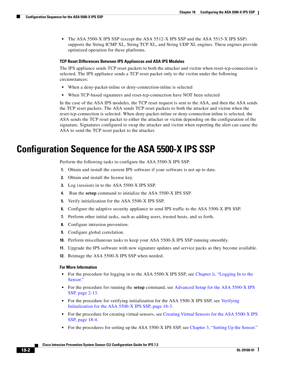 Cisco Systems IPS4510K9 manual Configuration Sequence for the ASA 5500-X IPS SSP, 18-2 