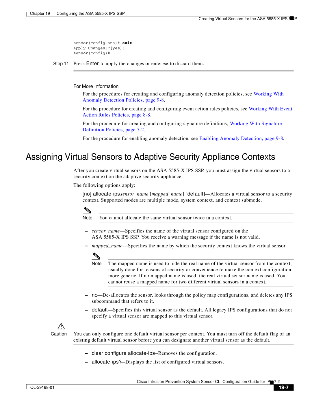 Cisco Systems IPS4510K9 manual Press Enter to apply the changes or enter no to discard them, 19-7 