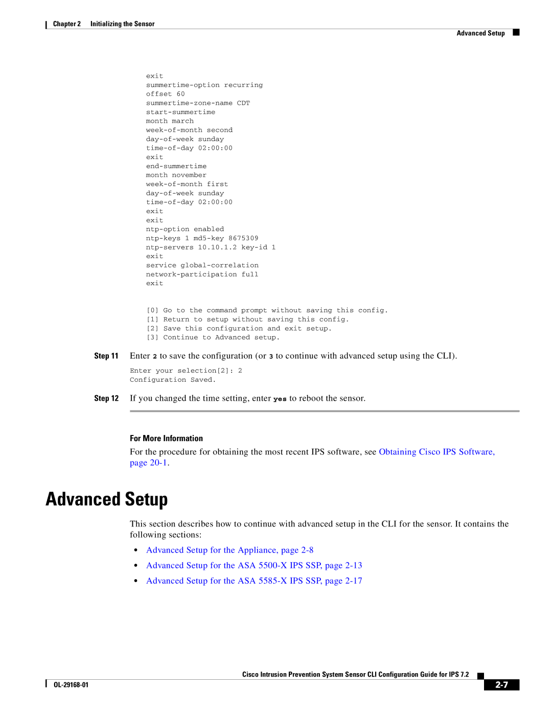 Cisco Systems IPS4510K9 manual Initializing the Sensor Advanced Setup 