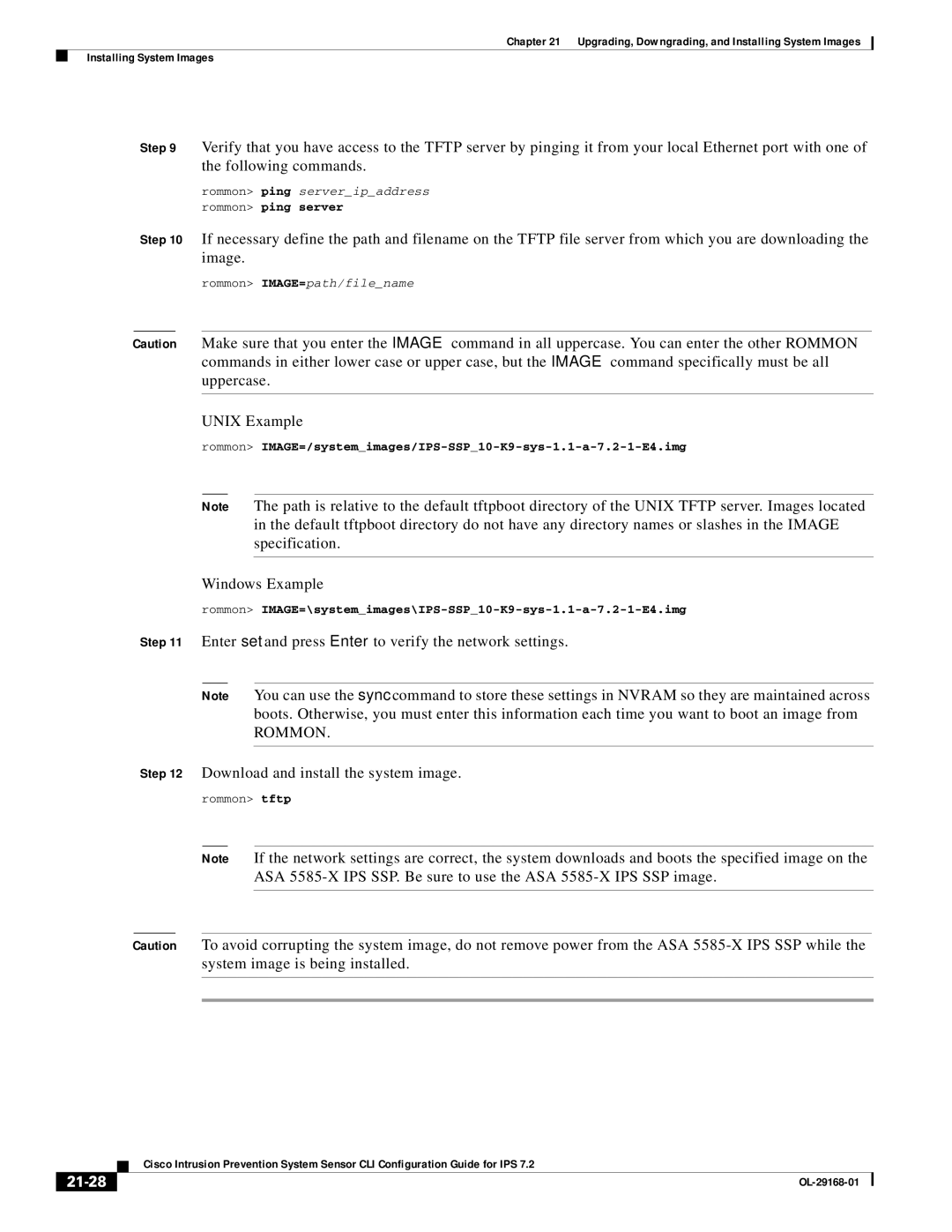 Cisco Systems IPS4510K9 manual 21-28, Rommon ping server 