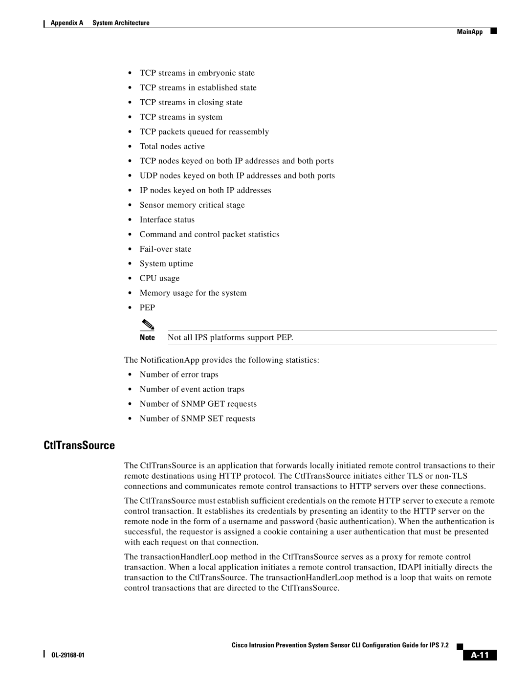 Cisco Systems IPS4510K9 manual CtlTransSource, Pep 