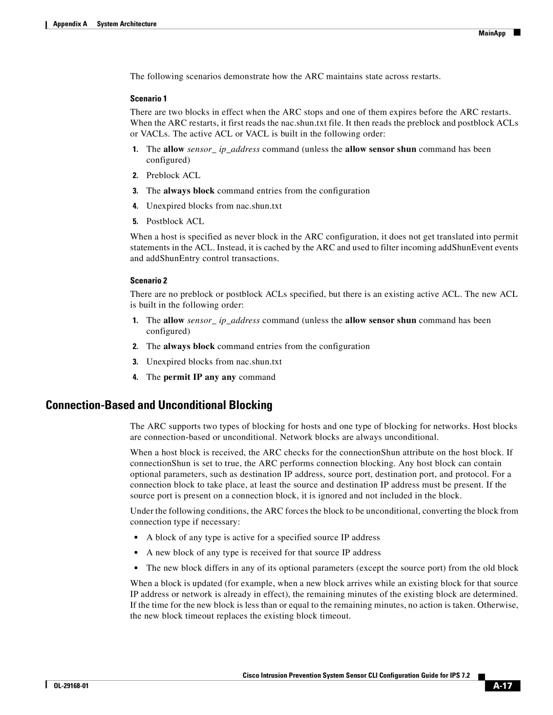 Cisco Systems IPS4510K9 manual Connection-Based and Unconditional Blocking, Scenario 