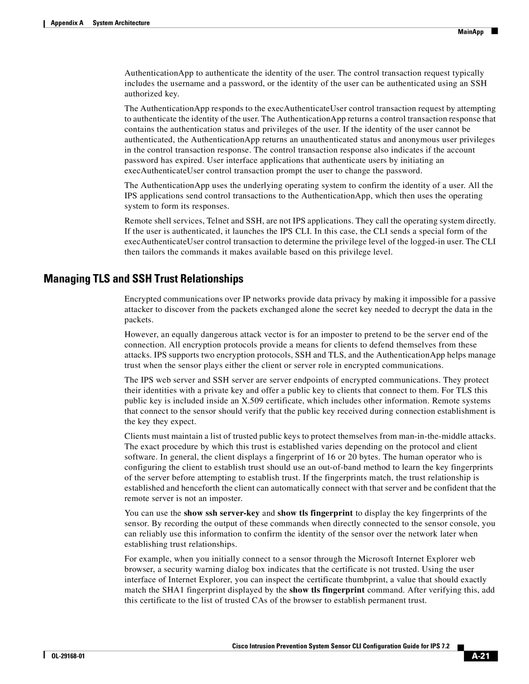 Cisco Systems IPS4510K9 manual Managing TLS and SSH Trust Relationships 