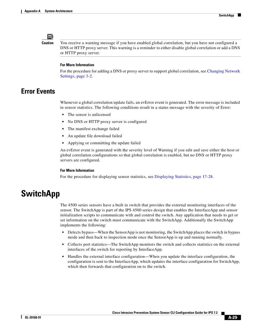 Cisco Systems IPS4510K9 manual SwitchApp, Error Events 