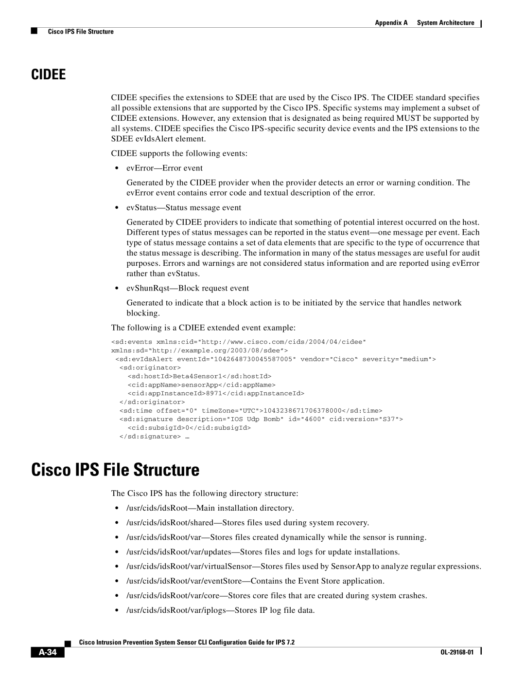 Cisco Systems IPS4510K9 manual Cisco IPS File Structure, Cidee 