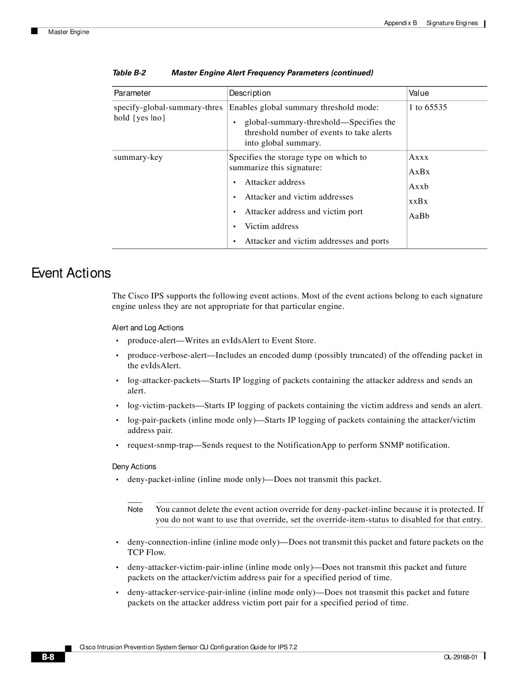 Cisco Systems IPS4510K9 manual Event Actions, Alert and Log Actions 