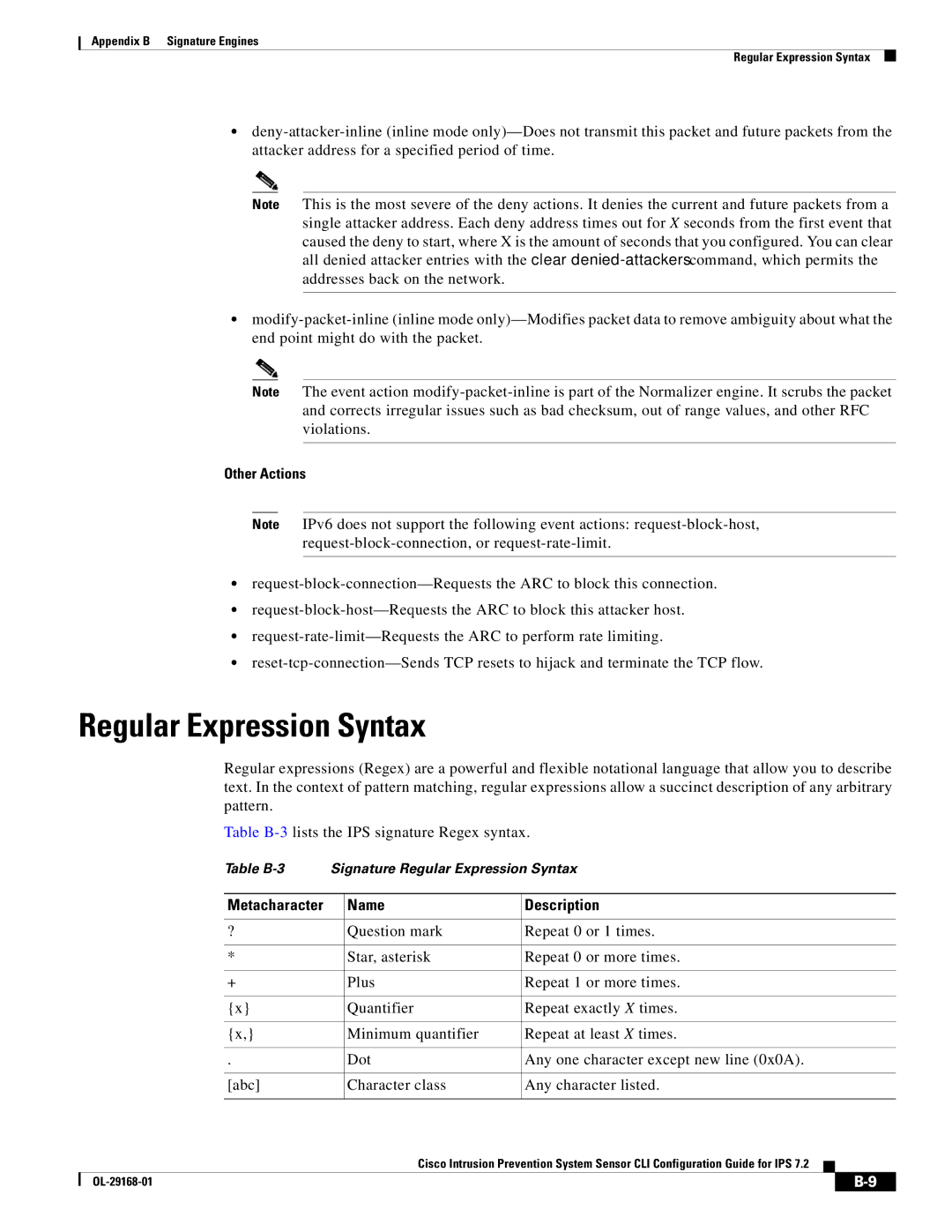 Cisco Systems IPS4510K9 manual Other Actions, Name Description 