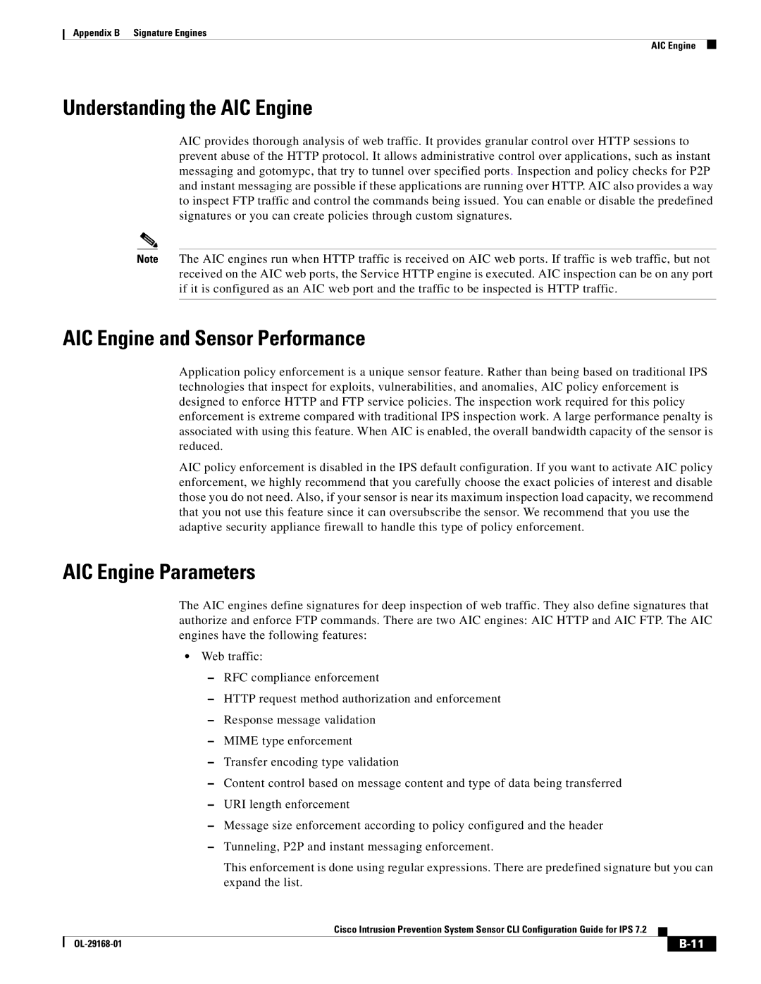 Cisco Systems IPS4510K9 manual Understanding the AIC Engine, AIC Engine and Sensor Performance, AIC Engine Parameters 