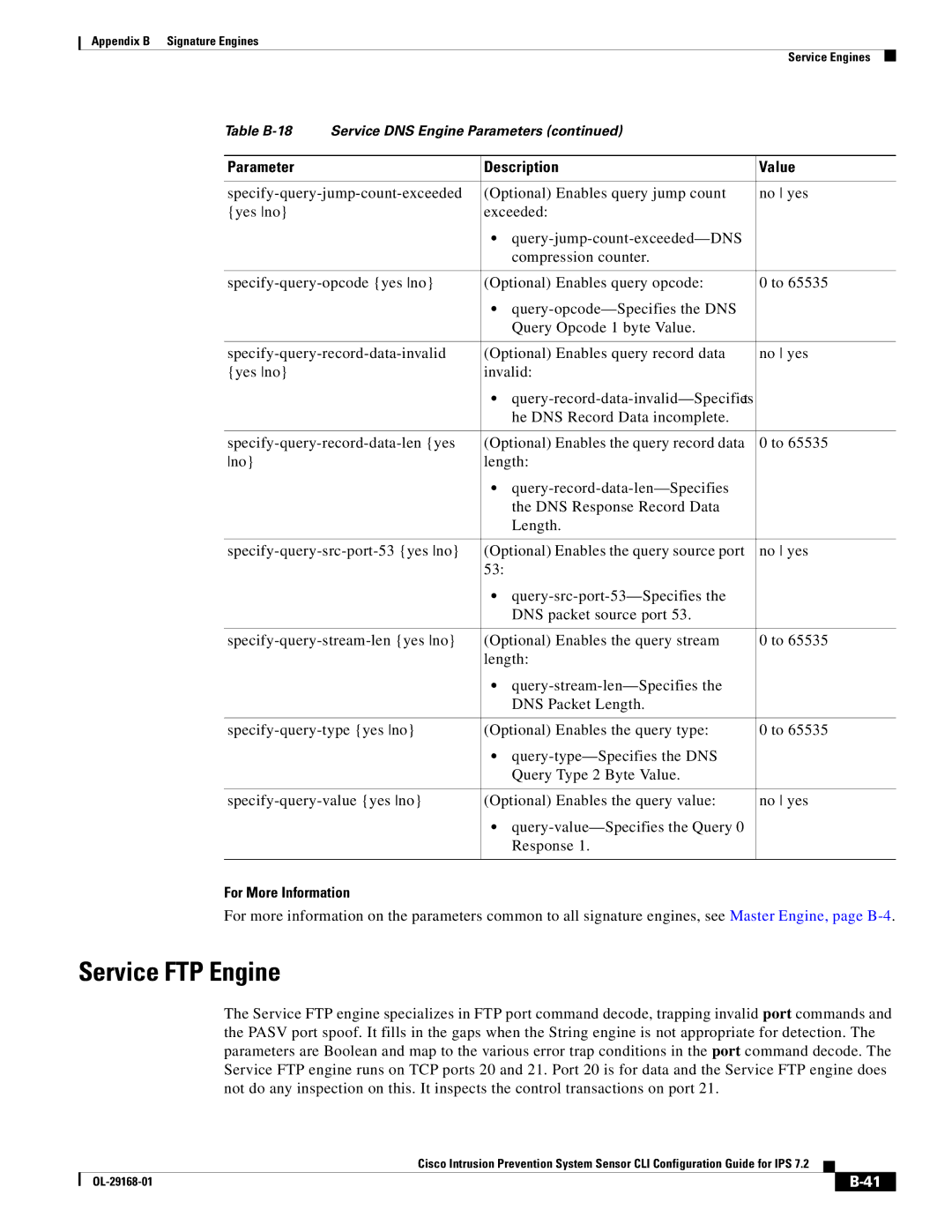 Cisco Systems IPS4510K9 manual Service FTP Engine 