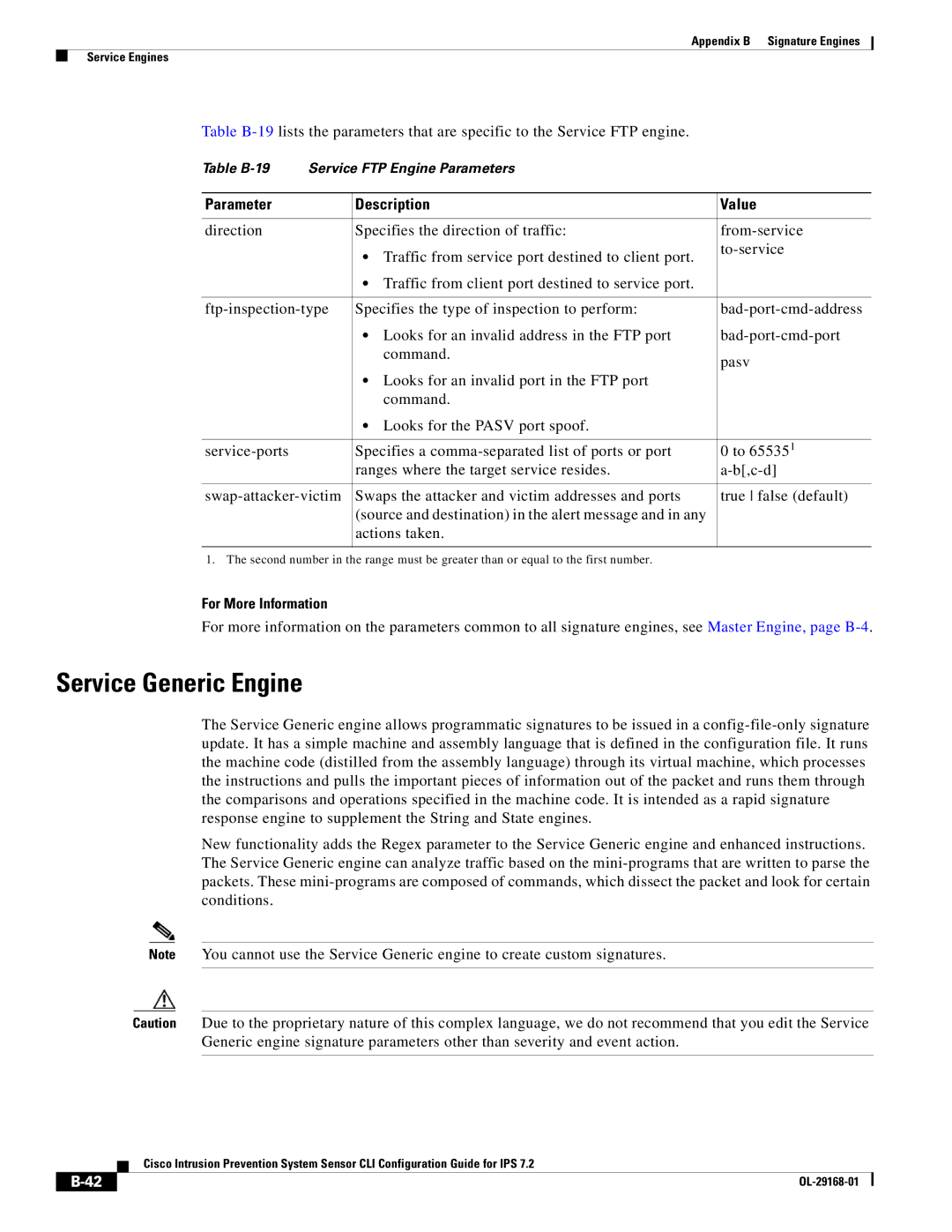 Cisco Systems IPS4510K9 manual Service Generic Engine 