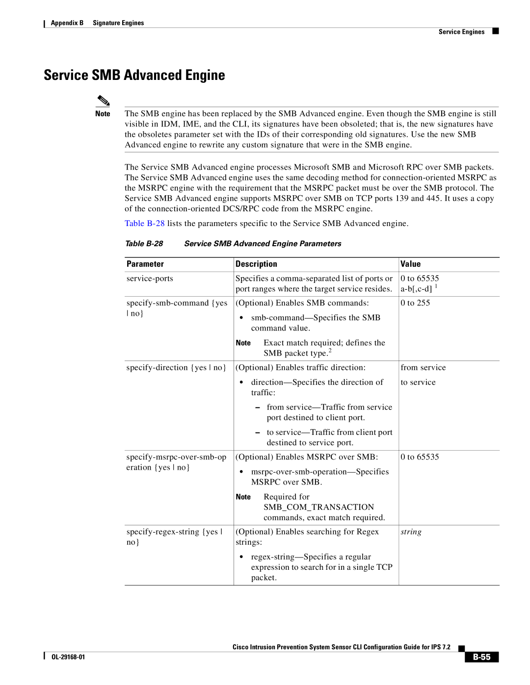 Cisco Systems IPS4510K9 manual Service SMB Advanced Engine, Smbcomtransaction 