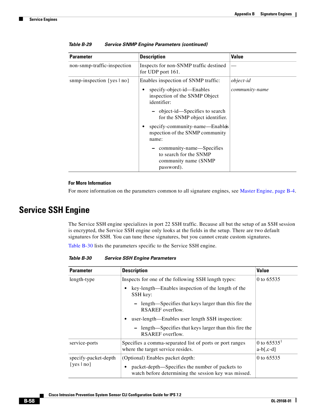 Cisco Systems IPS4510K9 manual Service SSH Engine, Specify-object-id-Enables 