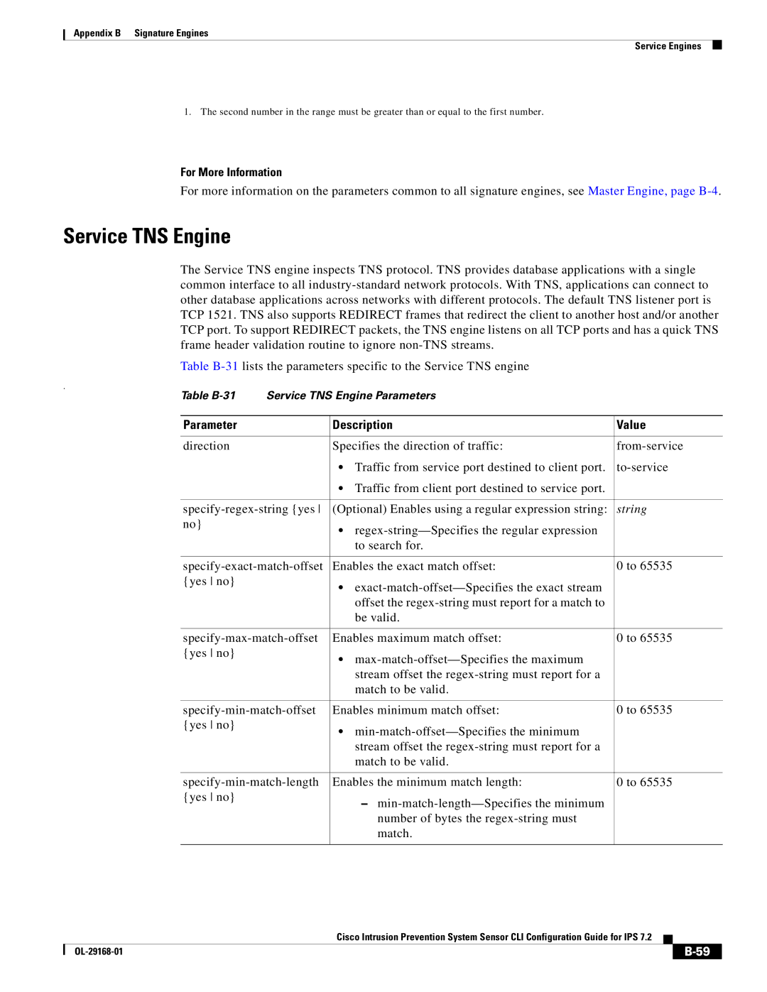 Cisco Systems IPS4510K9 manual Service TNS Engine 