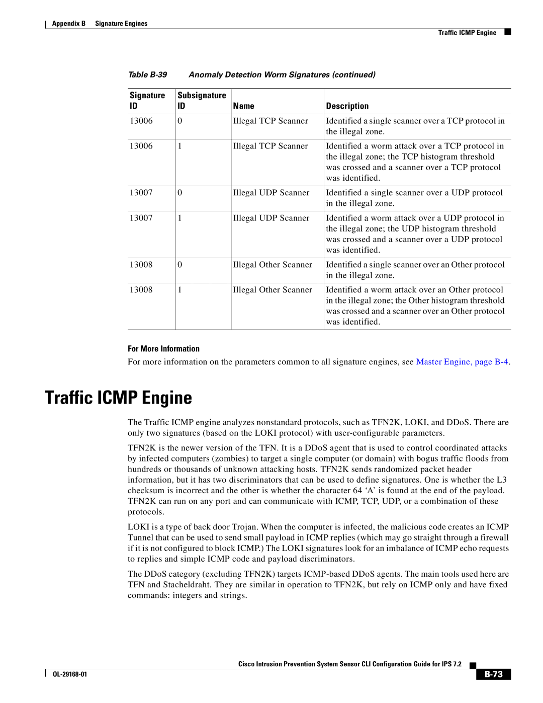 Cisco Systems IPS4510K9 manual Traffic Icmp Engine 