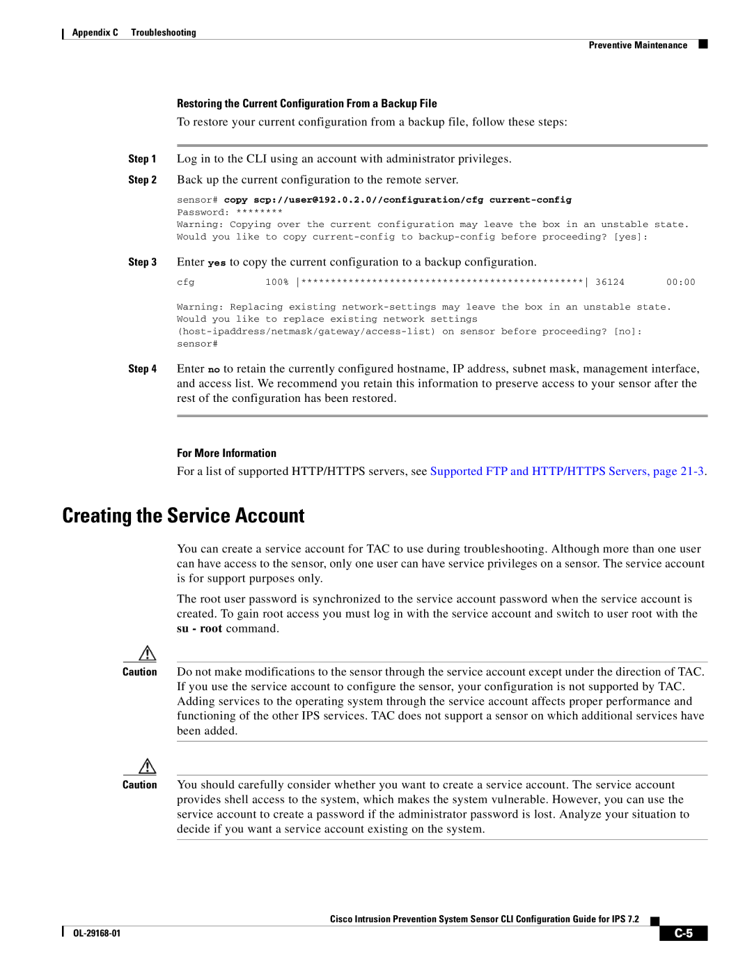 Cisco Systems IPS4510K9 manual Creating the Service Account 