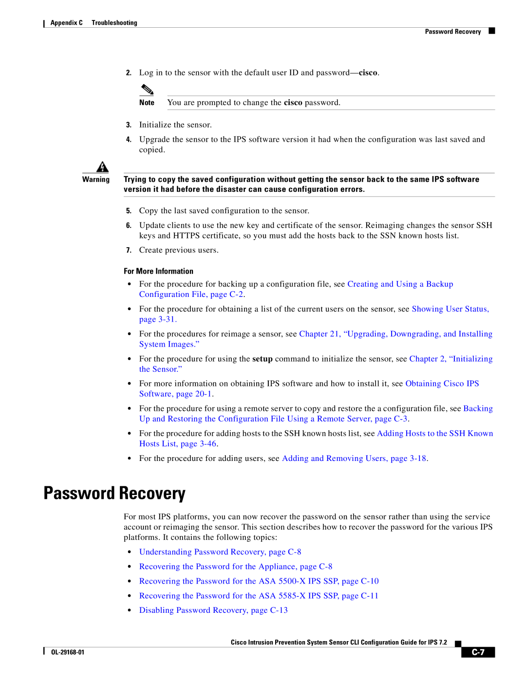 Cisco Systems IPS4510K9 manual Password Recovery 