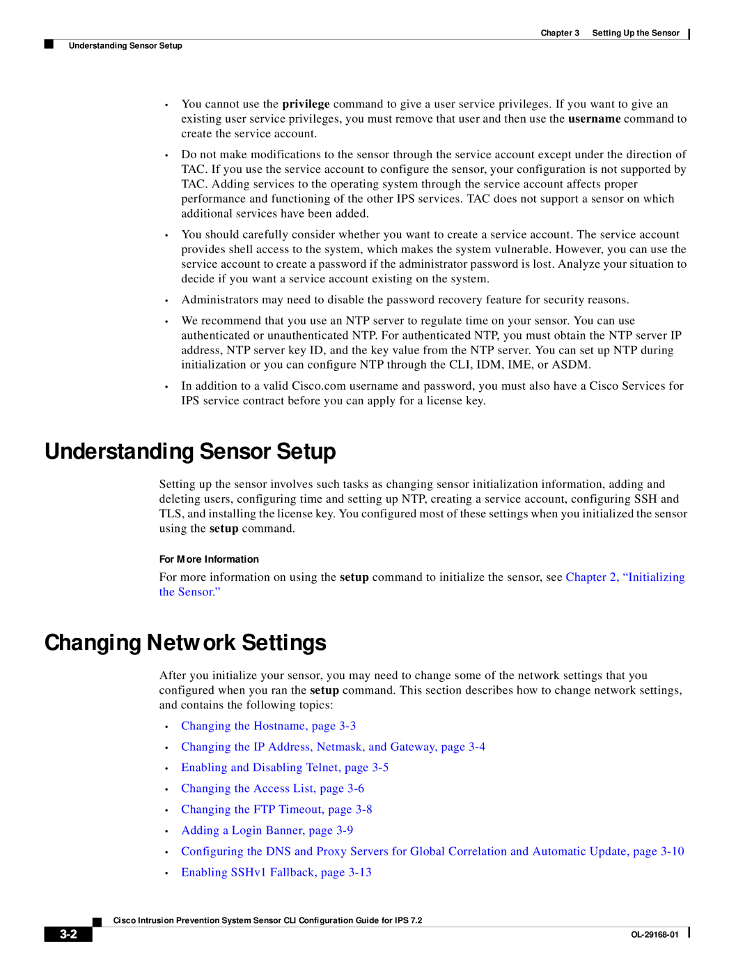 Cisco Systems IPS4510K9 manual Understanding Sensor Setup, Changing Network Settings 