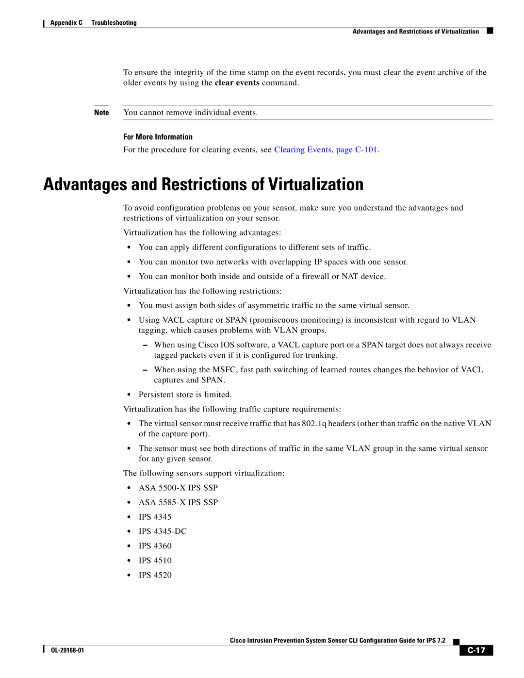 Cisco Systems IPS4510K9 manual Advantages and Restrictions of Virtualization 