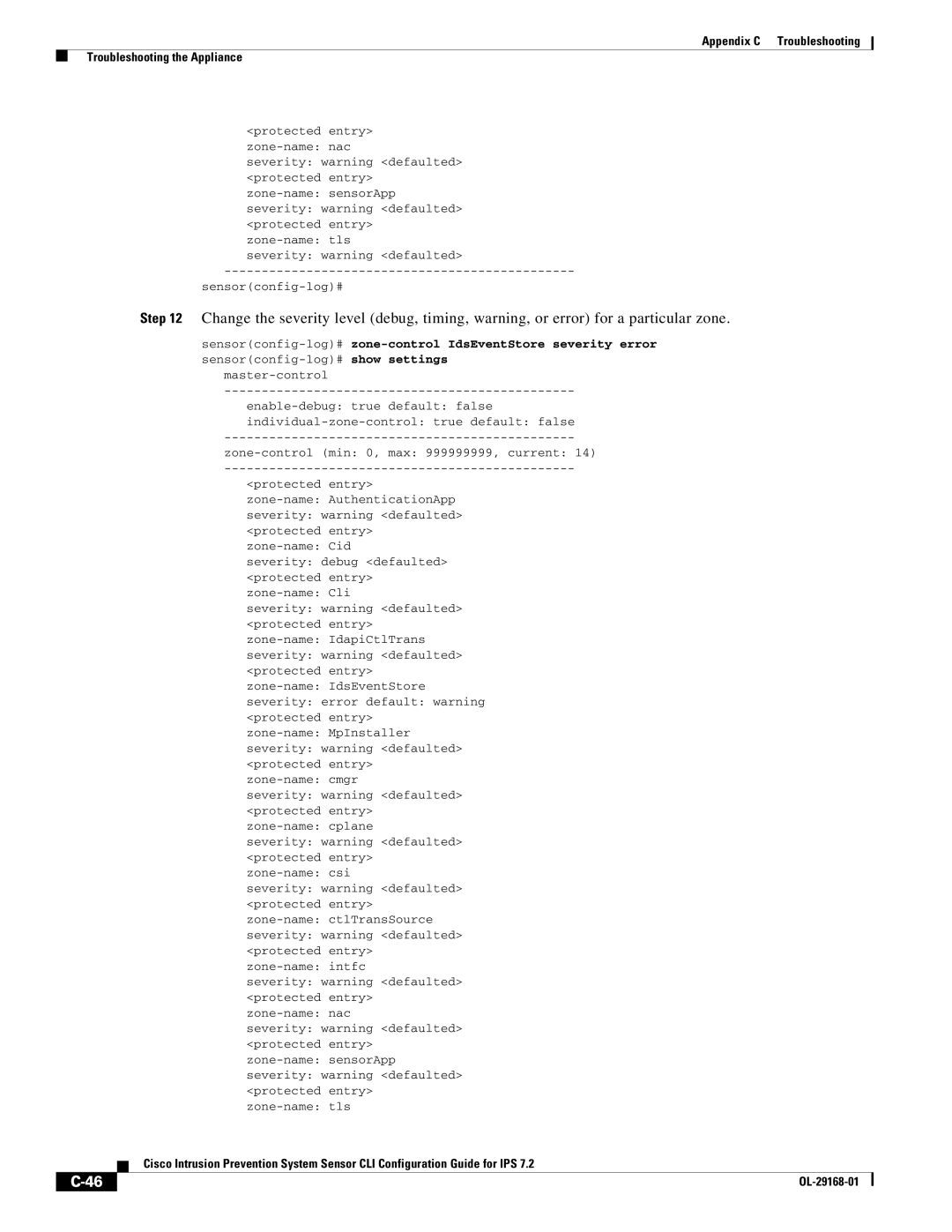 Cisco Systems IPS4510K9 manual Protected entry zone-name nac 