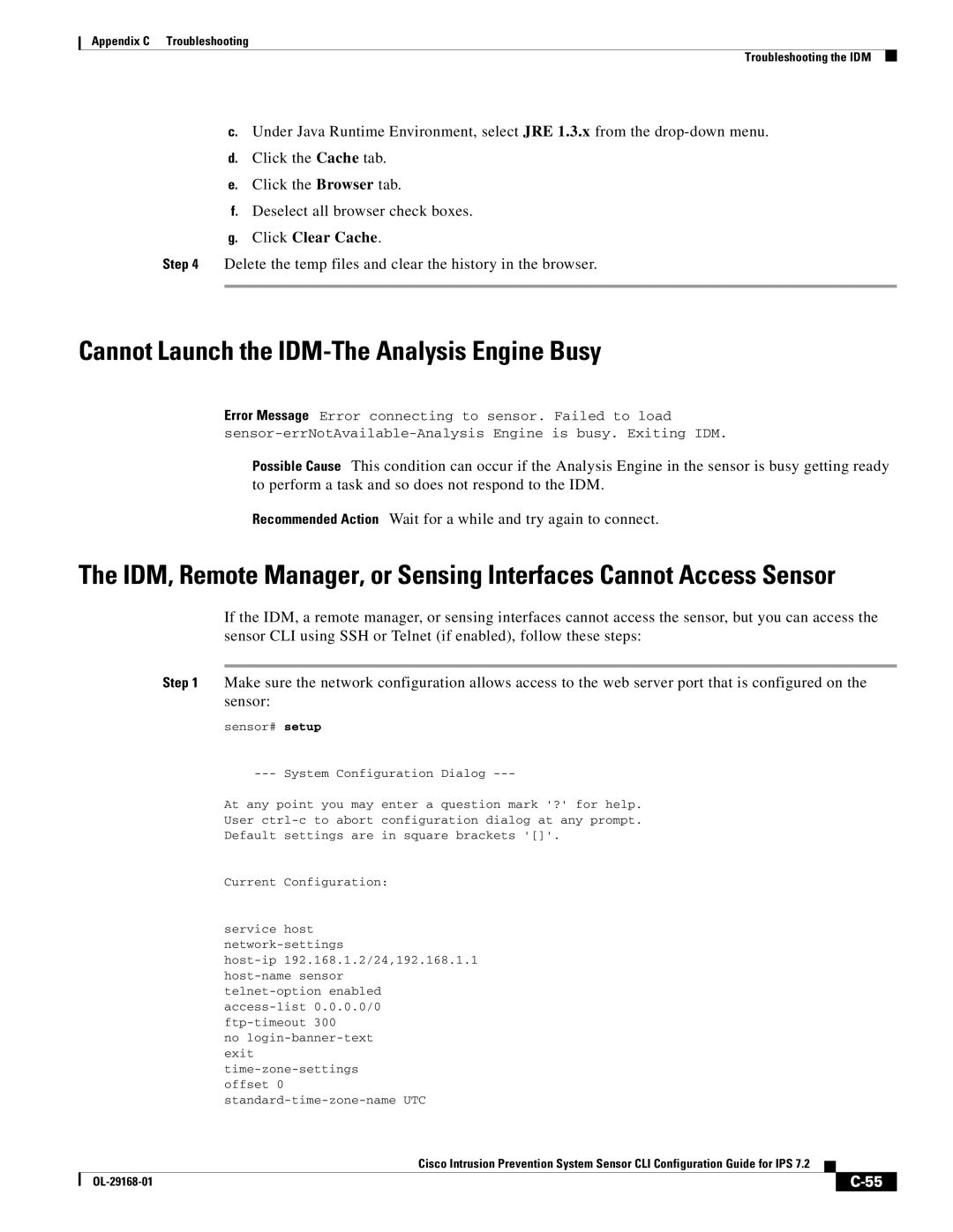 Cisco Systems IPS4510K9 manual Cannot Launch the IDM-The Analysis Engine Busy 