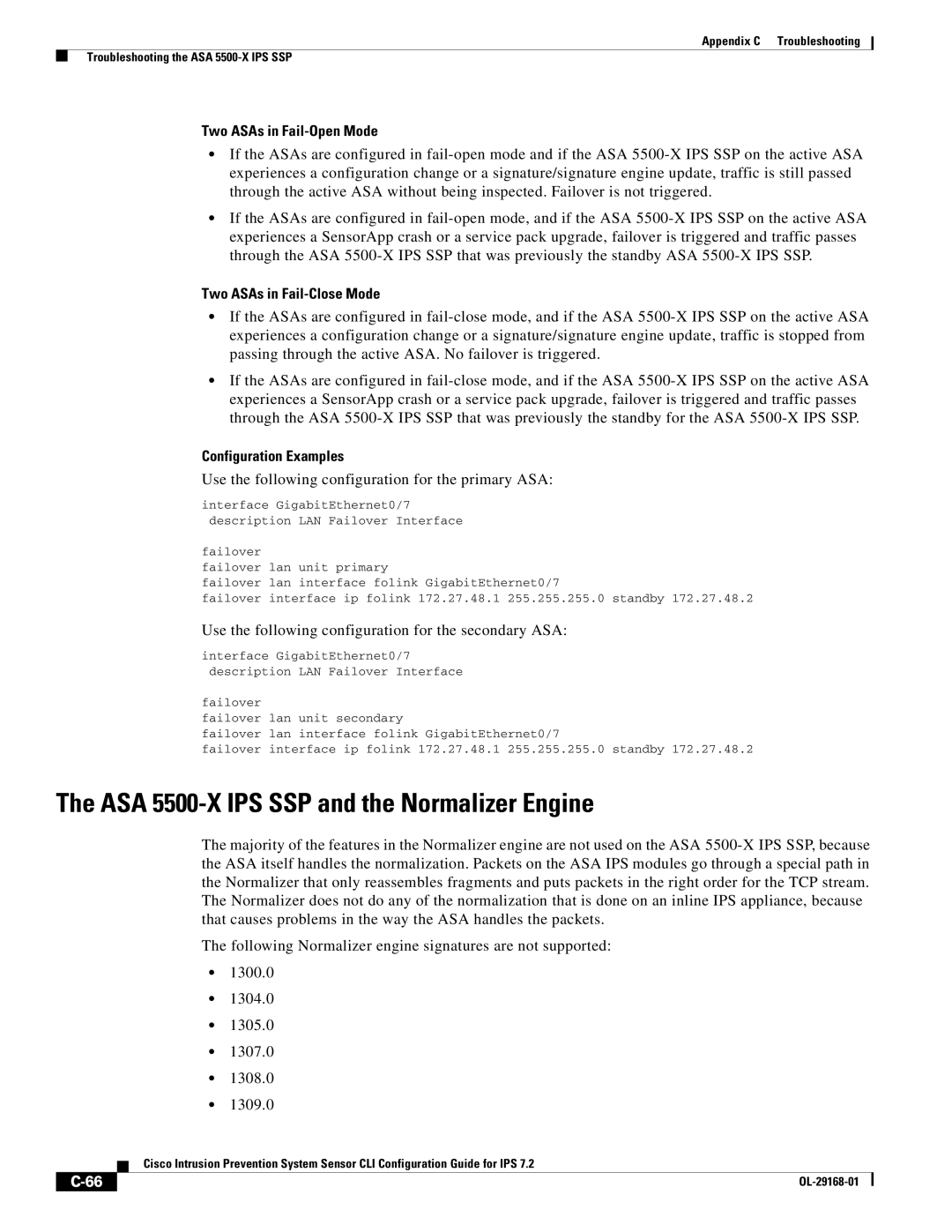 Cisco Systems IPS4510K9 manual ASA 5500-X IPS SSP and the Normalizer Engine, Two ASAs in Fail-Open Mode 