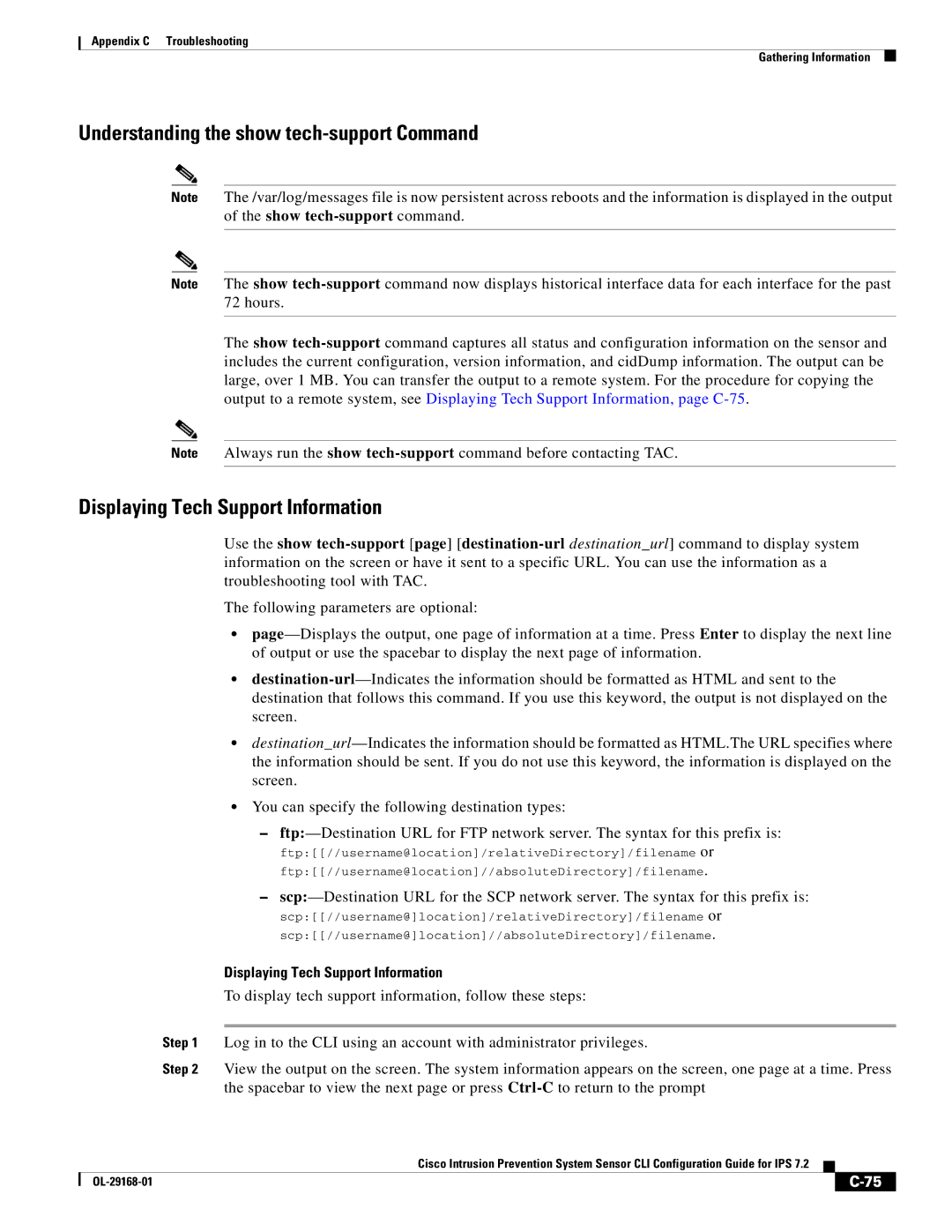 Cisco Systems IPS4510K9 manual Understanding the show tech-support Command, Displaying Tech Support Information 