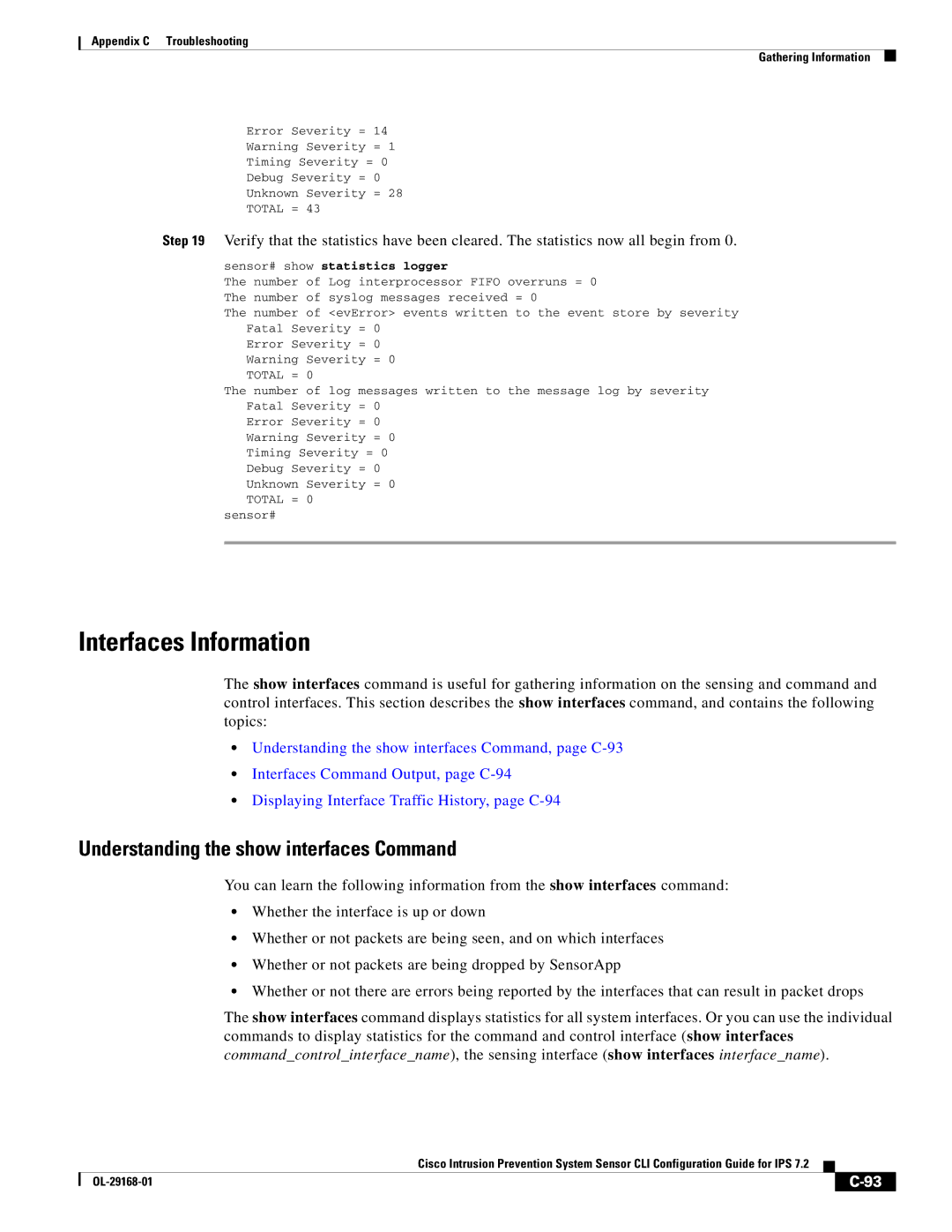 Cisco Systems IPS4510K9 manual Interfaces Information, Understanding the show interfaces Command 