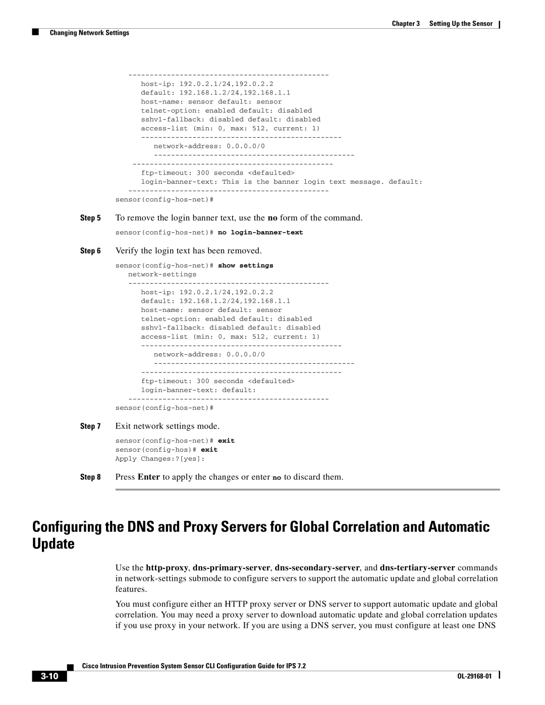 Cisco Systems IPS4510K9 manual Verify the login text has been removed 